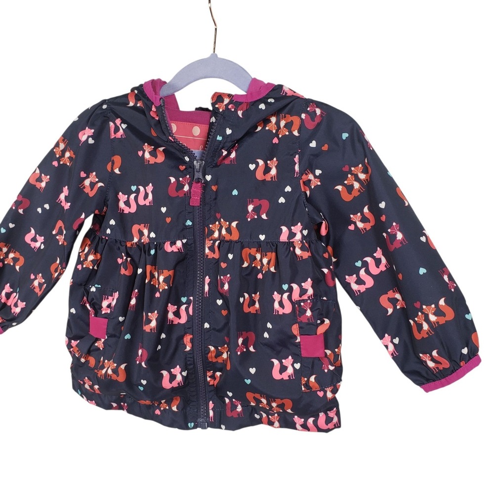 Cherokee Fox Print Hooded Lightweight Jacket Size 18M Kids Toddler Girl